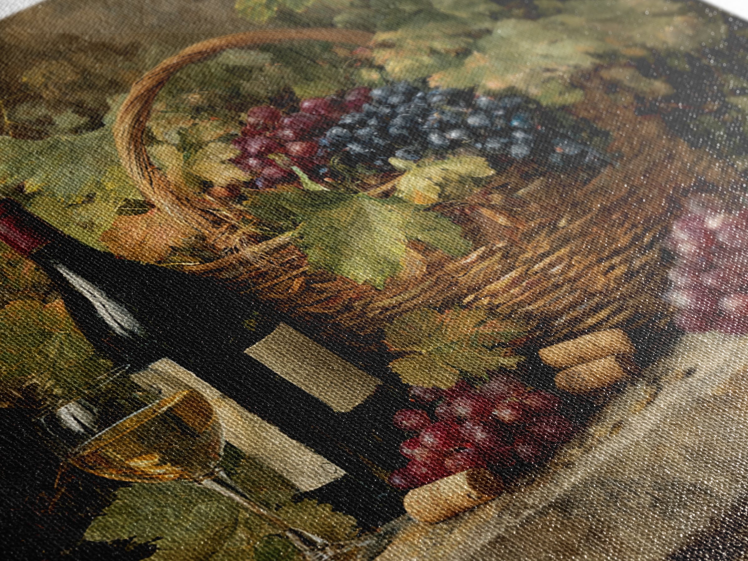 Wine Harvest Basket Canvas Print, Winery Art, Modern Decor, Winery Decor, Fine Art, Vineyard, Wall Decor, Painting, Art Print, WIN-1x1-94