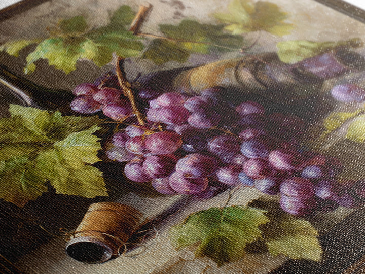 Grapevine Branch with Purple Grapes and Leaves Canvas Print, Winery Art, Art Print, Winery Decor, Fine Art, Vineyard, WIN-1x1-97
