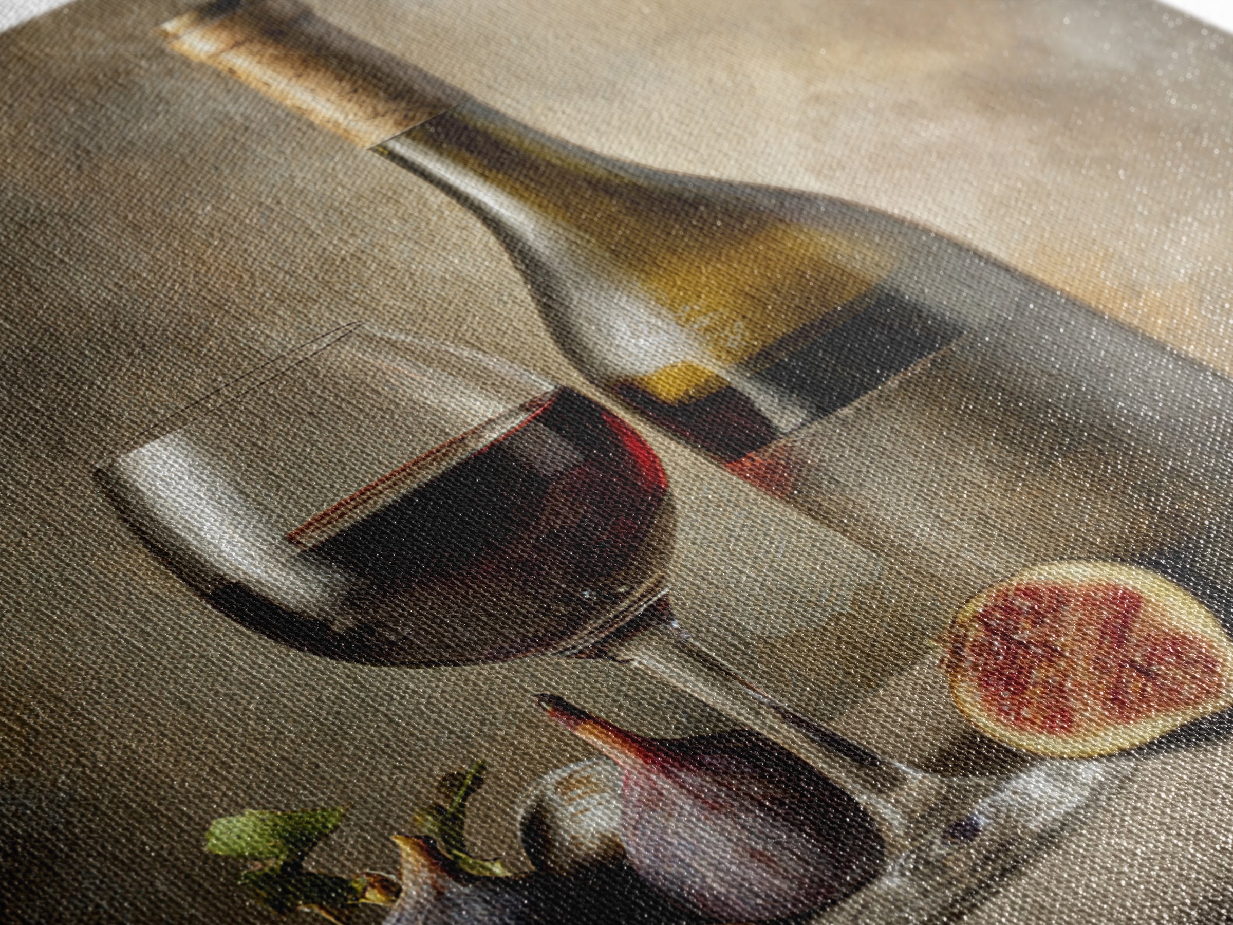 Wine Bottle and Glass Still Life Canvas Print, Winery Art, Textured Painting, Winery Decor, Fine Art, Vineyard, Oil Painting, WIN-1x1-98