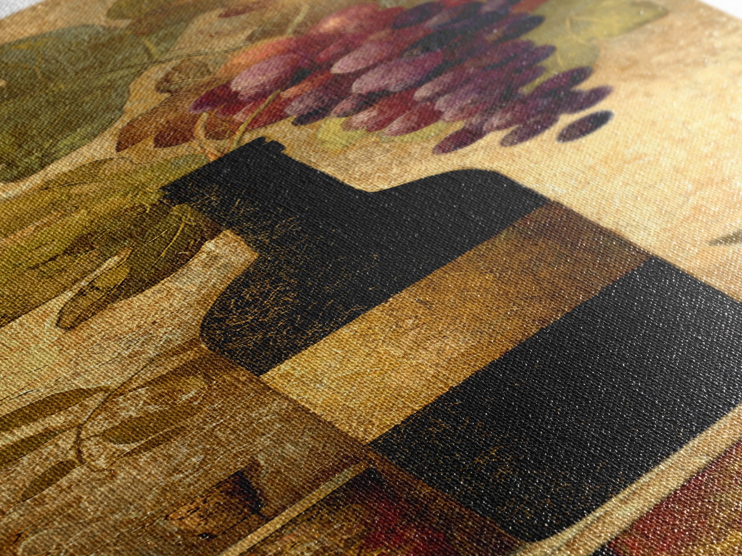 Black and Gold Wine Bottle Silhouette Canvas Print, Winery Art, Bar Art, Winery Decor, Fine Art, Vineyard, Textured Painting, WIN-1x3-100