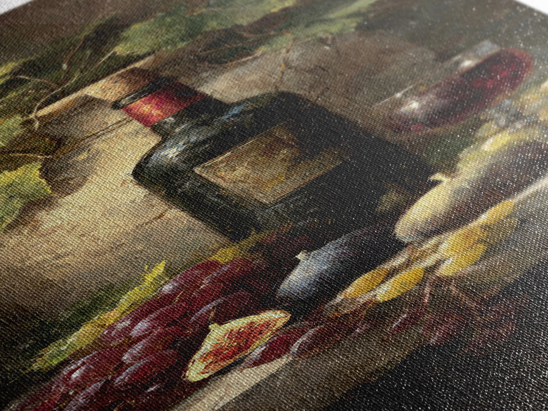 Wine Bottle and Glass Still Life Canvas Print, Winery Art, Gallery Decor, Winery Decor, Fine Art, Vineyard, Wall Art, WIN-1x3-14