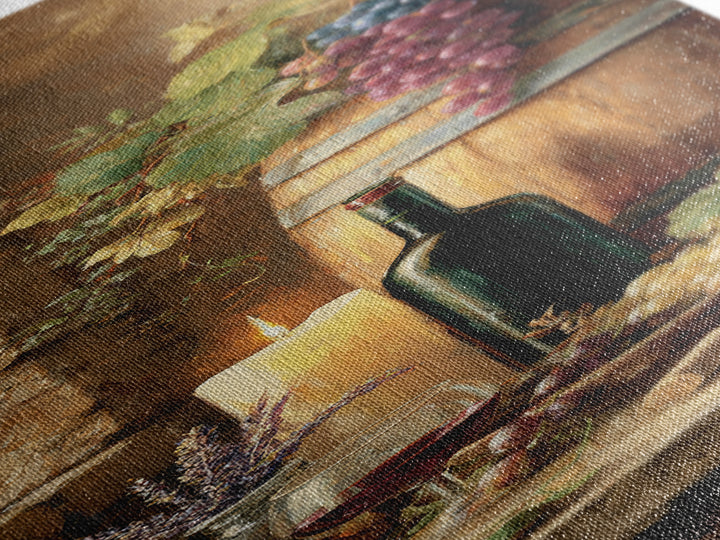Wine Barrel with Lavender and Sunlight Canvas Print, Winery Art, Neutral Decor, Winery Decor, Fine Art, Vineyard, Home Decor, WIN-1x3-18