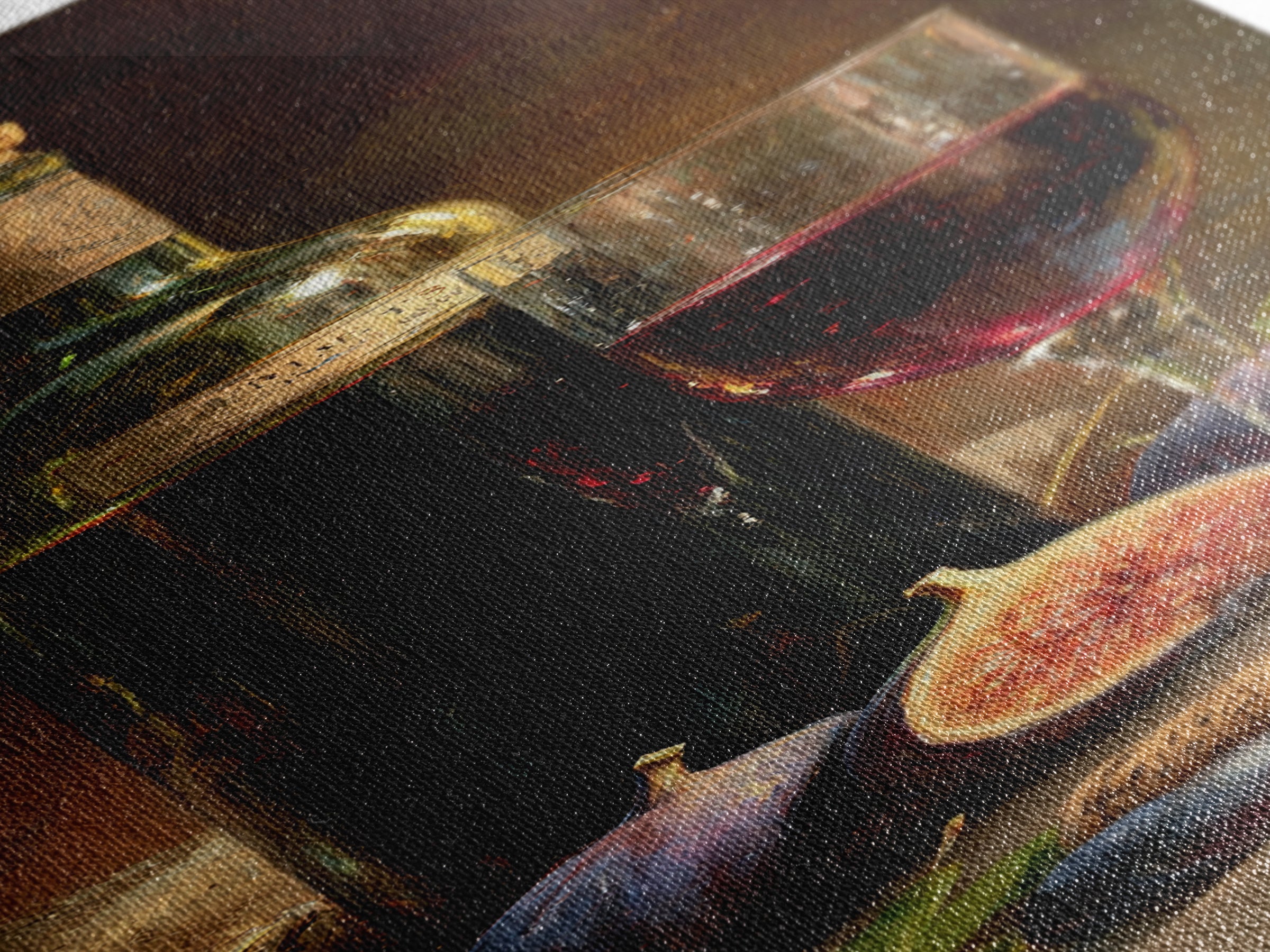 Wine Bottle and Glass Still Life Canvas Print, Winery Art, Gallery Decor, Winery Decor, Fine Art, Vineyard, Wall Art, WIN-1x3-38