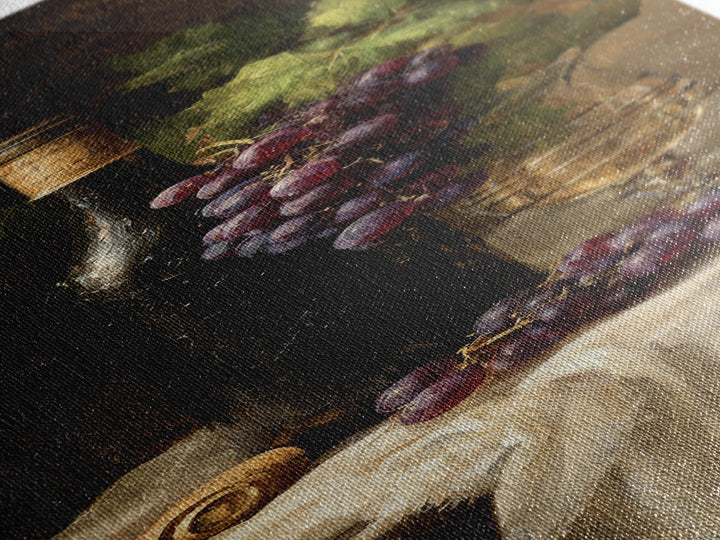 Champagne Grapes and White Linen Still Life Canvas Print, Winery Art, Matisse Print, Winery Decor, Abstract Art, Vineyard, WIN-1x3-41