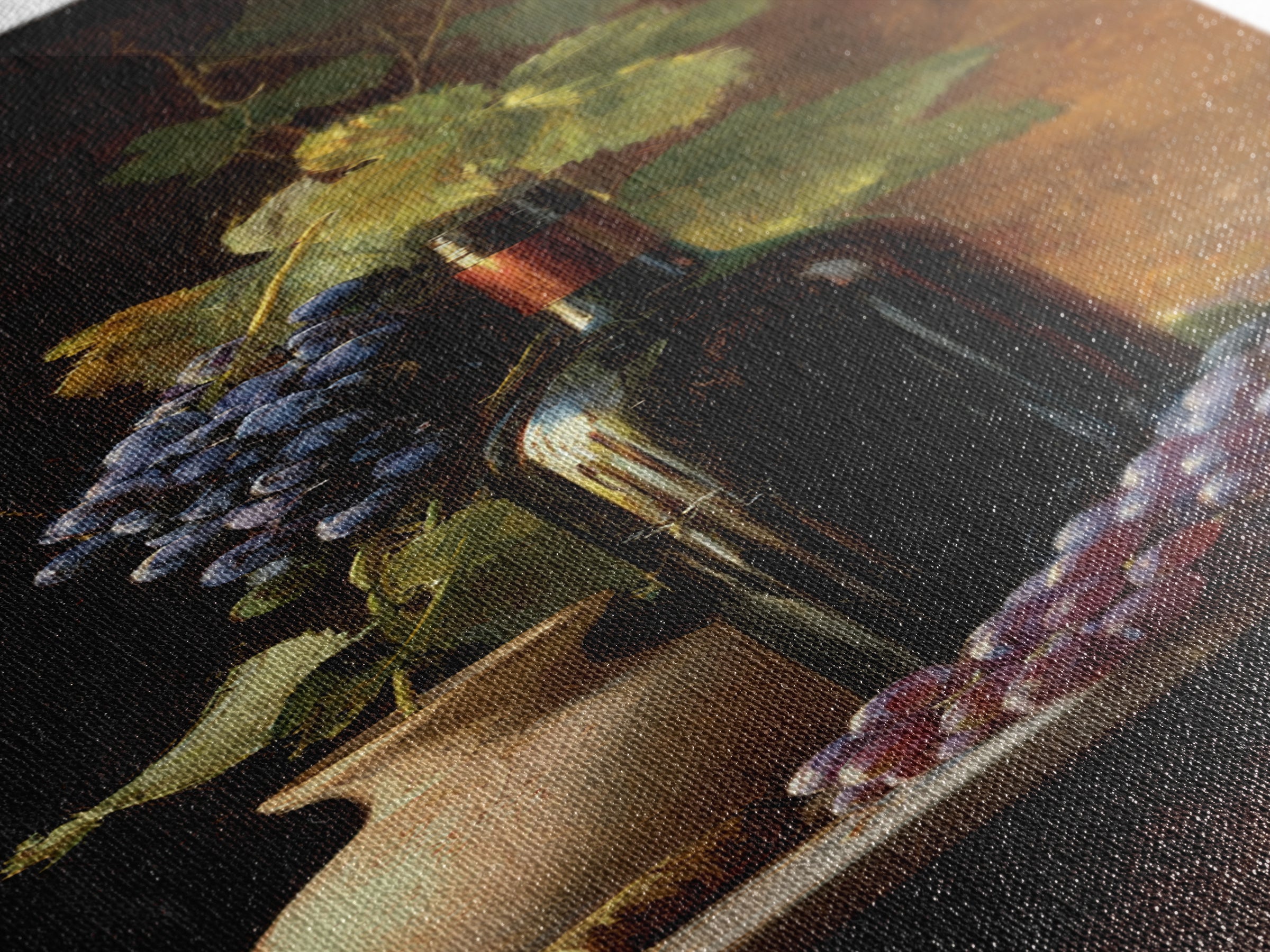 Tuscan Vineyard at Golden Hour Canvas Print, Winery Art, Travel Poster, Winery Decor, Oil Painting, Vineyard, Minimalist Decor, WIN-1x3-63