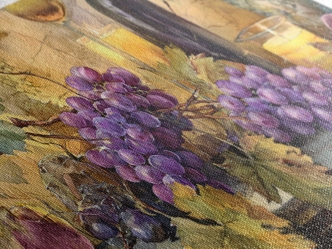 Grapevine Branch with Purple Grapes and Leaves Canvas Print, Winery Art, Art Print, Winery Decor, Fine Art, Vineyard, WIN-2x1-21
