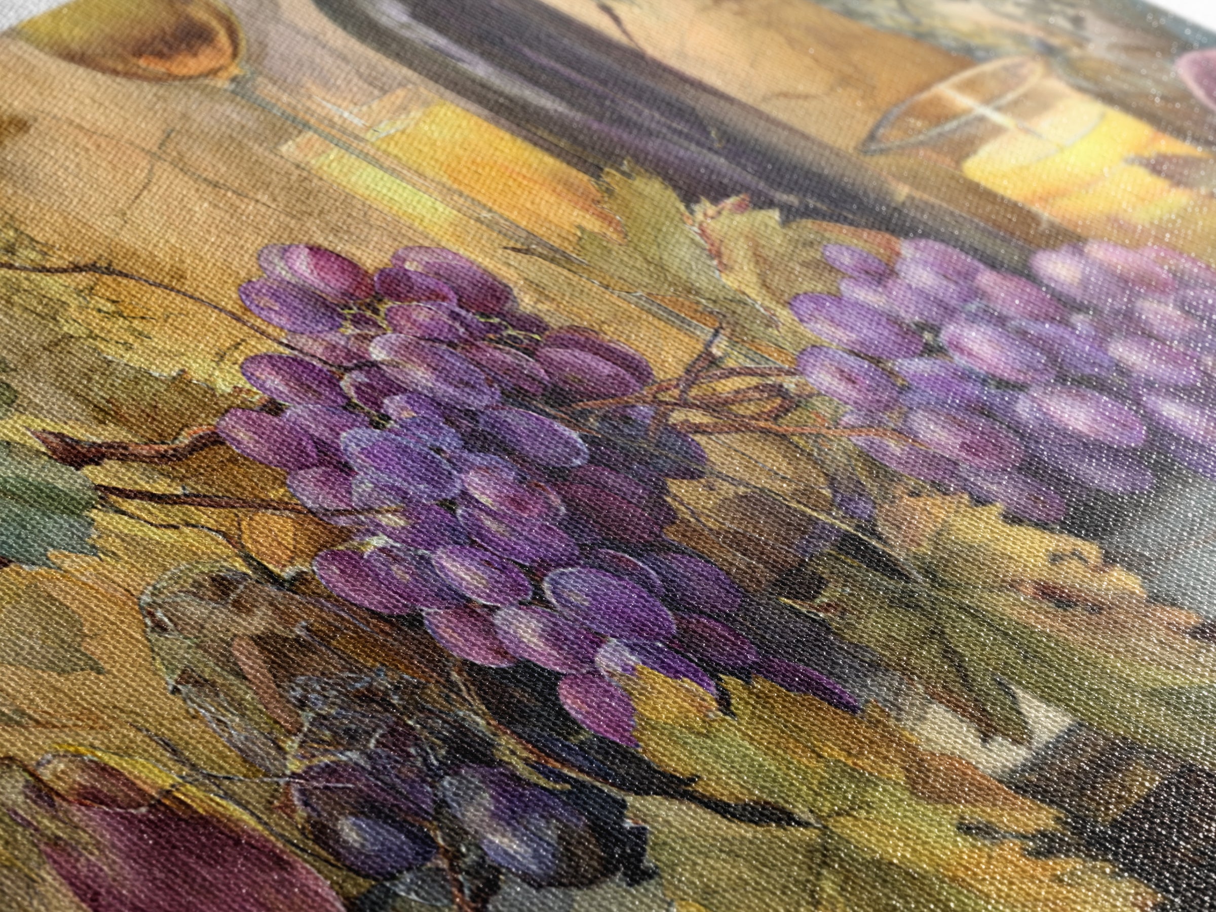 Grapevine Branch with Purple Grapes and Leaves Canvas Print, Winery Art, Art Print, Winery Decor, Fine Art, Vineyard, WIN-2x1-21