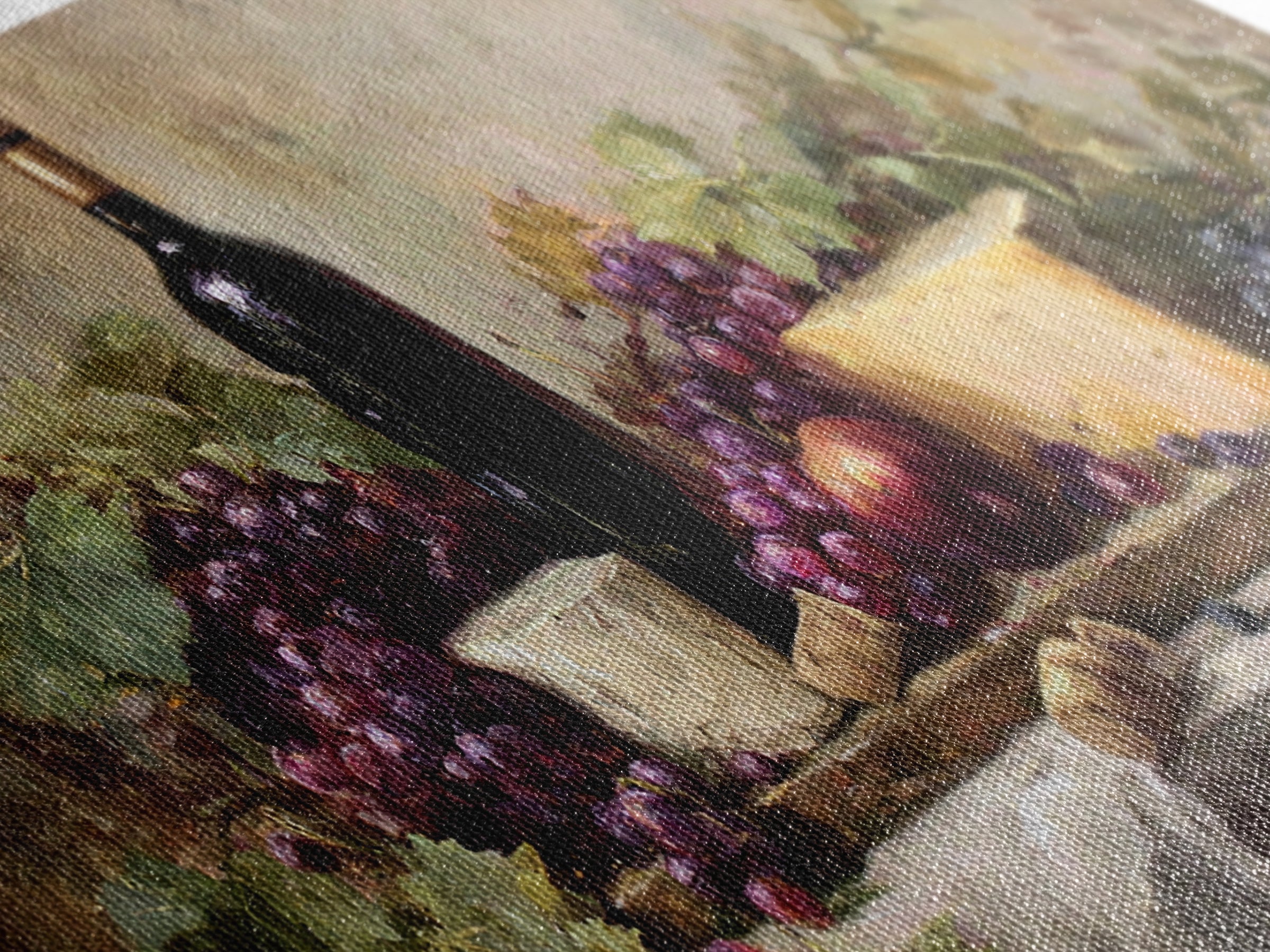 Charcuterie Board with Grapes and Cheese Canvas Print, Winery Art, Wall Hanging, Winery Decor, Vineyard, Preppy Wall Art, WIN-2x1-57