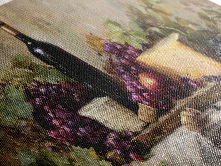 Charcuterie Board with Grapes and Cheese Canvas Print, Winery Art, Wall Hanging, Winery Decor, Vineyard, Preppy Wall Art, WIN-2x1-57
