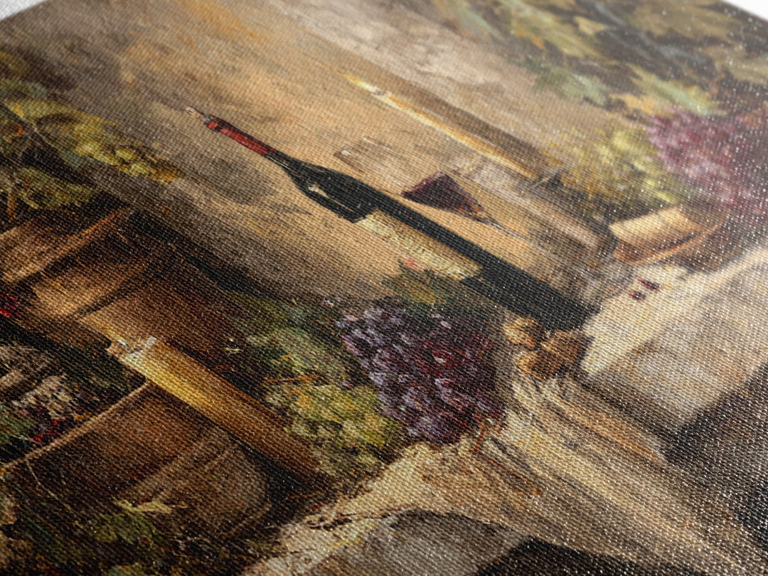 Italian Villa Vineyard Landscape Canvas Print, Winery Art, Winery Decor, Oil Painting, Vineyard, Retro Wall Art, WIN-2x1-64