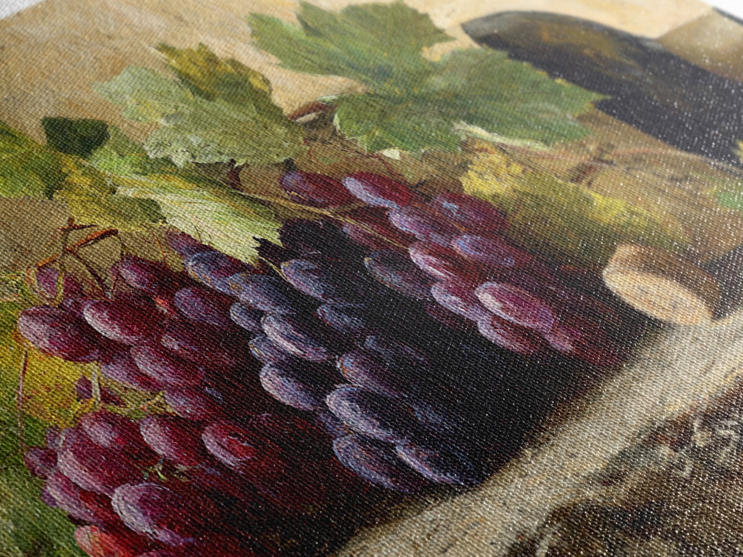 Grapevine Branch with Purple Grapes and Leaves Canvas Print, Winery Art, Wall Art Print, Winery Decor, Watercolor Art, Vineyard, WIN-2x1-69