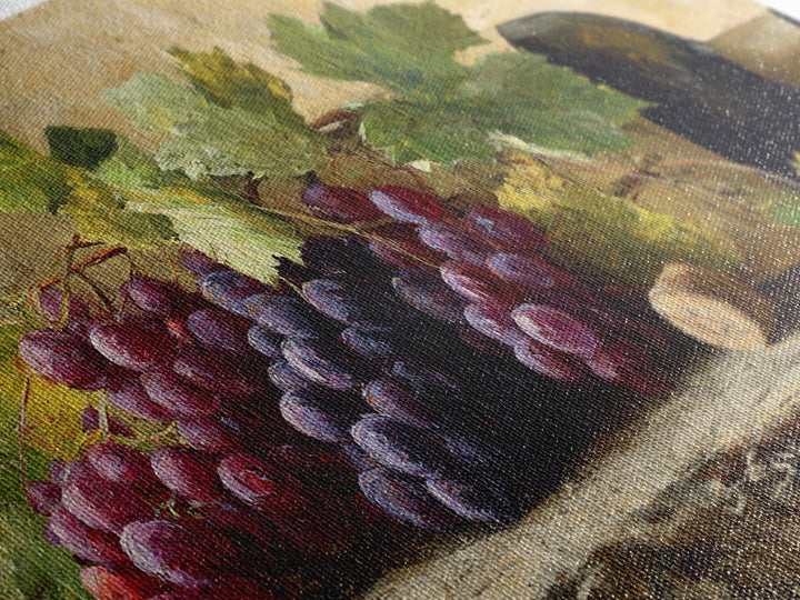 Grapevine Branch with Purple Grapes and Leaves Canvas Print, Winery Art, Wall Art Print, Winery Decor, Watercolor Art, Vineyard, WIN-2x1-69
