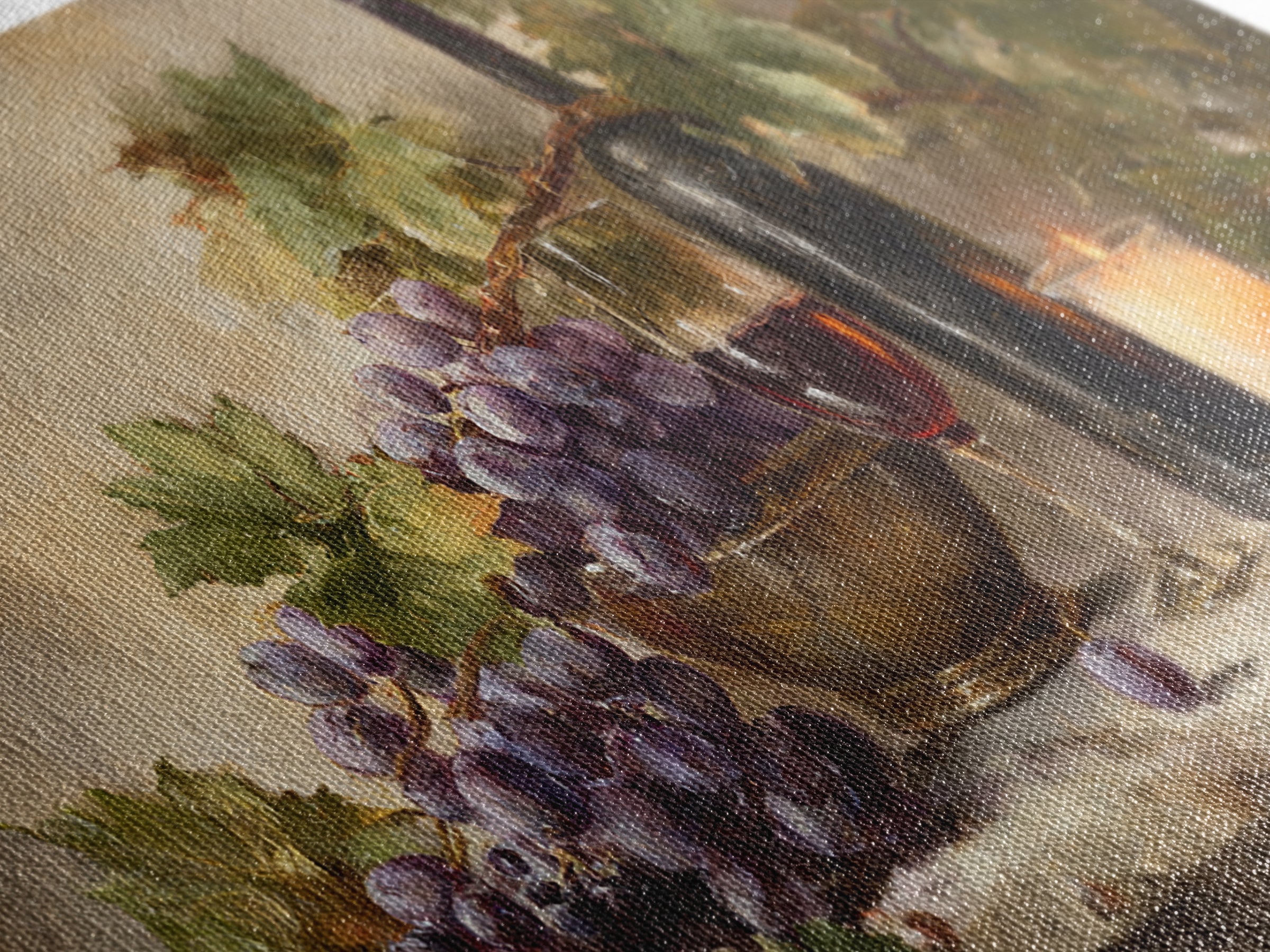Grapevine Branch with Purple Grapes and Leaves Canvas Print, Winery Art, Wall Art Print, Winery Decor, Watercolor Art, Vineyard, WIN-2x1-93