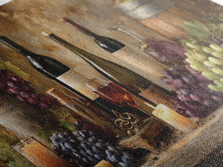 Corkscrew and Corks on Rustic Wood Framed Canvas Print, Winery Art, Kitchen Wall Decor, Winery Decor, Oil Painting, Vineyard, WIN-2x1-96