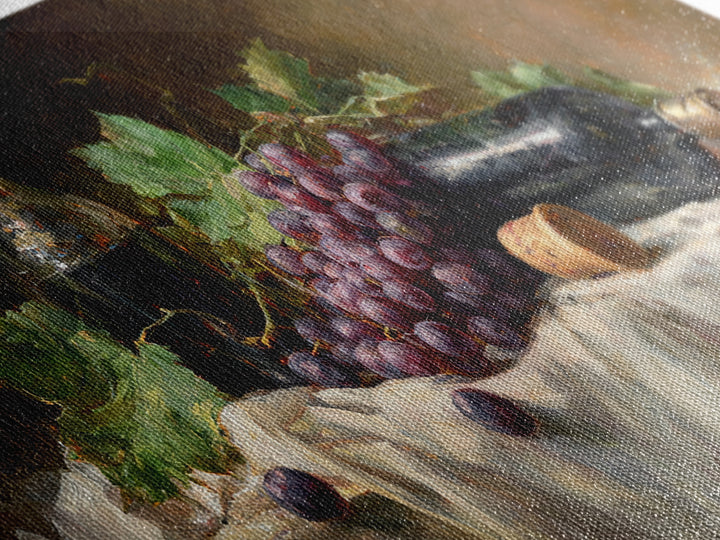 Champagne Grapes and White Linen Still Life Framed Canvas Print, Winery Art, Watercolor Painting, Winery Decor, Abstract Art, WIN-2x1-97