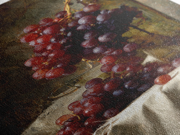 Champagne Grapes and White Linen Still Life Framed Canvas Print, Winery Art, Artwork, Winery Decor, Abstract Art, Vineyard, WIN-2x3-13