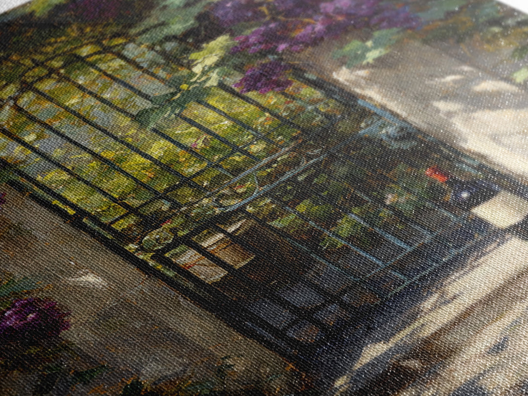 Vineyard Gate with Climbing Roses Canvas Print, Winery Art, Print, Winery Decor, Vineyard, Wall Art Print, Watercolor Painting, WIN-2x3-23