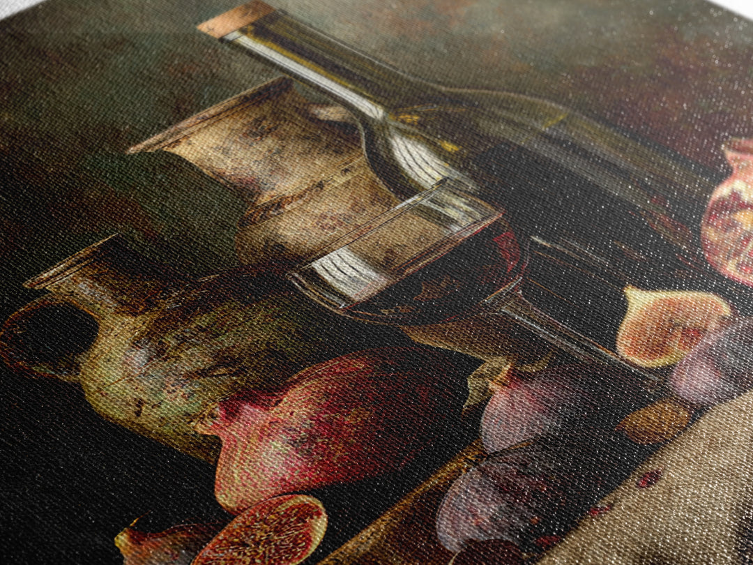 Pomegranate Figs and Red Wine Composition Framed Canvas Print, Winery Art, Printable Wall Art, Winery Decor, Fine Art, Vineyard, WIN-2x3-25