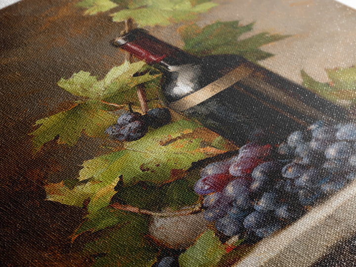 Grapevine Branch with Purple Grapes and Leaves Framed Canvas Print, Winery Art, Kitchen Art, Winery Decor, Fine Art, Vineyard, WIN-2x3-33