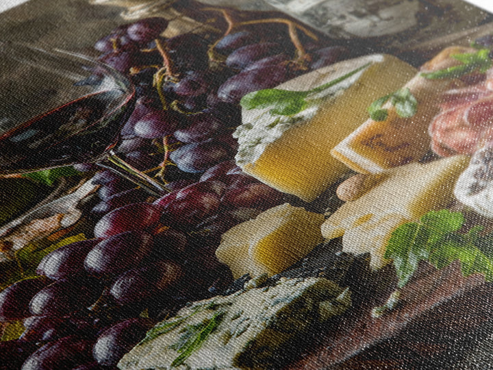 Charcuterie Board with Grapes and Cheese Canvas Print, Winery Art, Kitchen Wall Art, Winery Decor, Fine Art, Vineyard, WIN-2x3-45