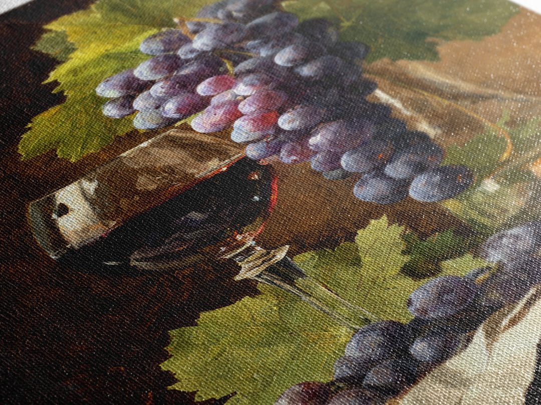 Single Grape Cluster Botanical Study Canvas Print, Winery Art, Oil Painting, Winery Decor, Watercolor Art, Vineyard, WIN-2x3-5
