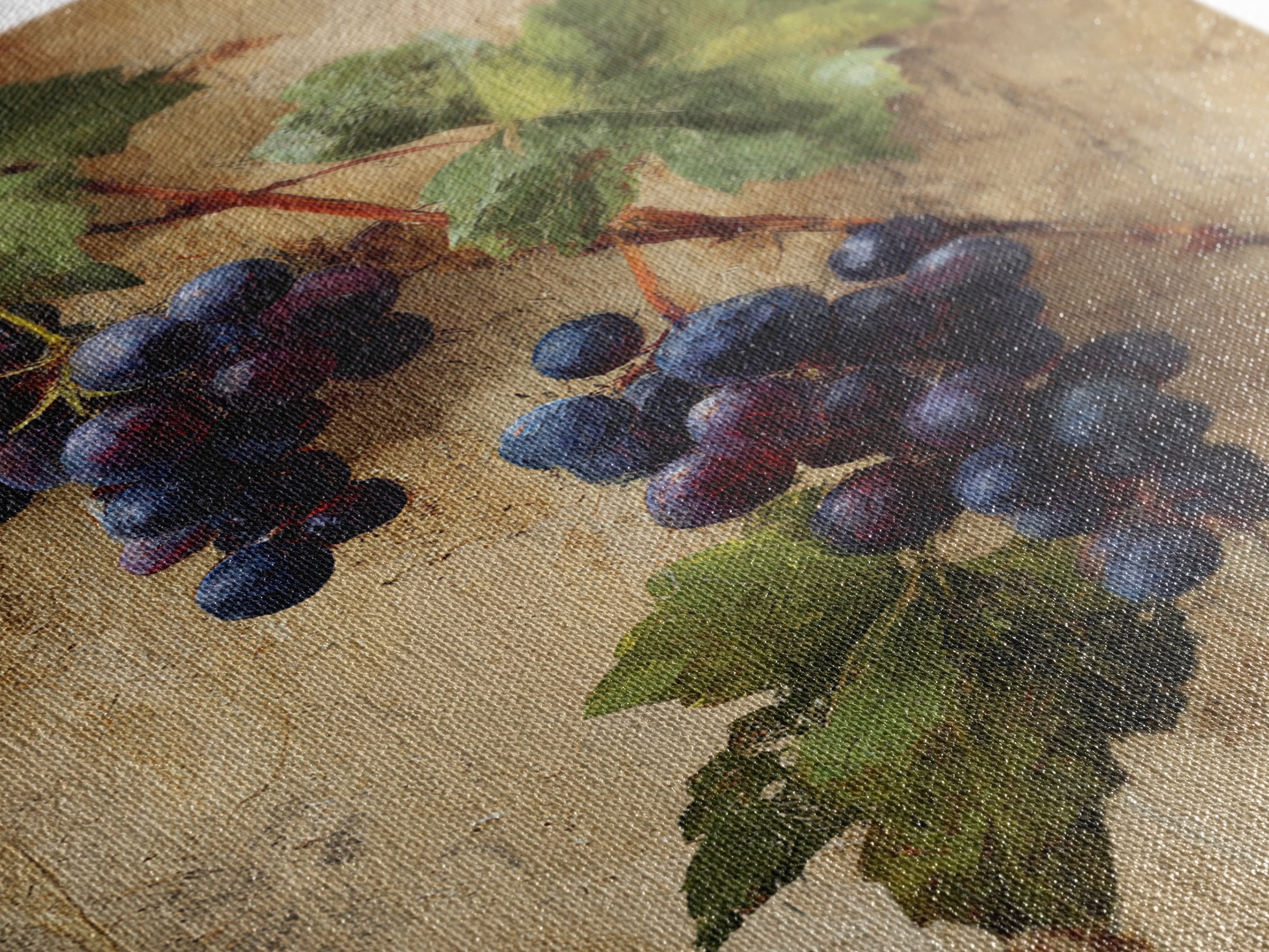 Grapevine Branch with Purple Grapes and Leaves Canvas Print, Winery Art, Kitchen Wall Decor, Winery Decor, Fine Art, Vineyard, WIN-2x3-57