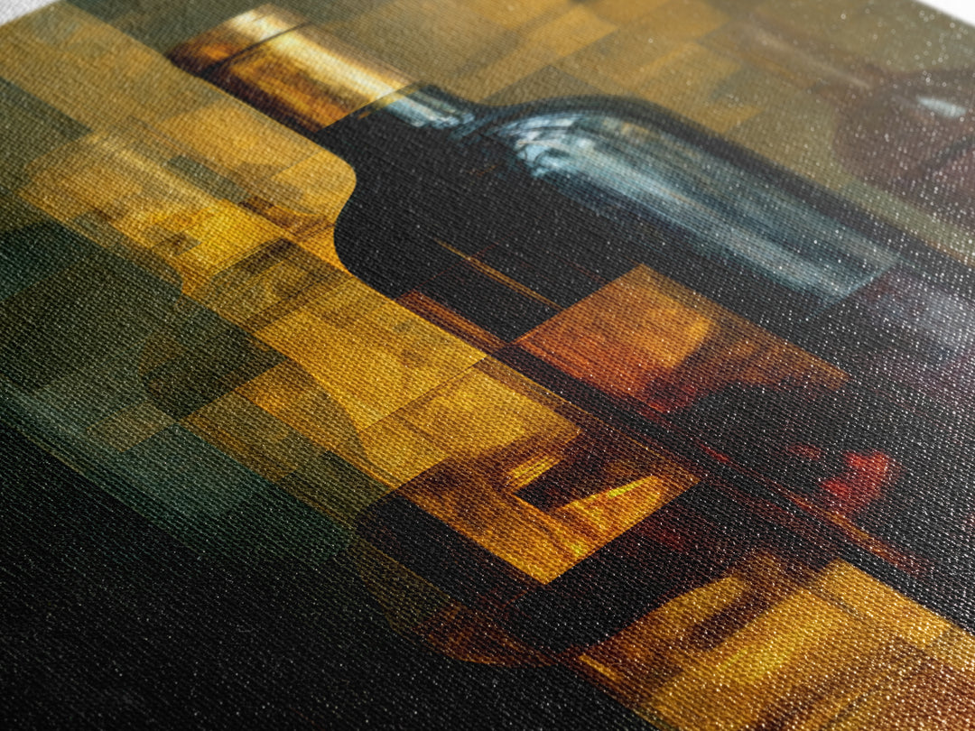 Black and Gold Wine Bottle Silhouette Canvas Print, Winery Art, Winery Decor, Oil Painting, Vineyard, Watercolor Painting, WIN-2x3-72