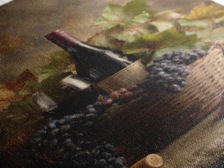 Wine Harvest Basket Framed Canvas Print, Winery Art, Wall Hanging, Winery Decor, Fine Art, Vineyard, Preppy Wall Art, WIN-2x3-78