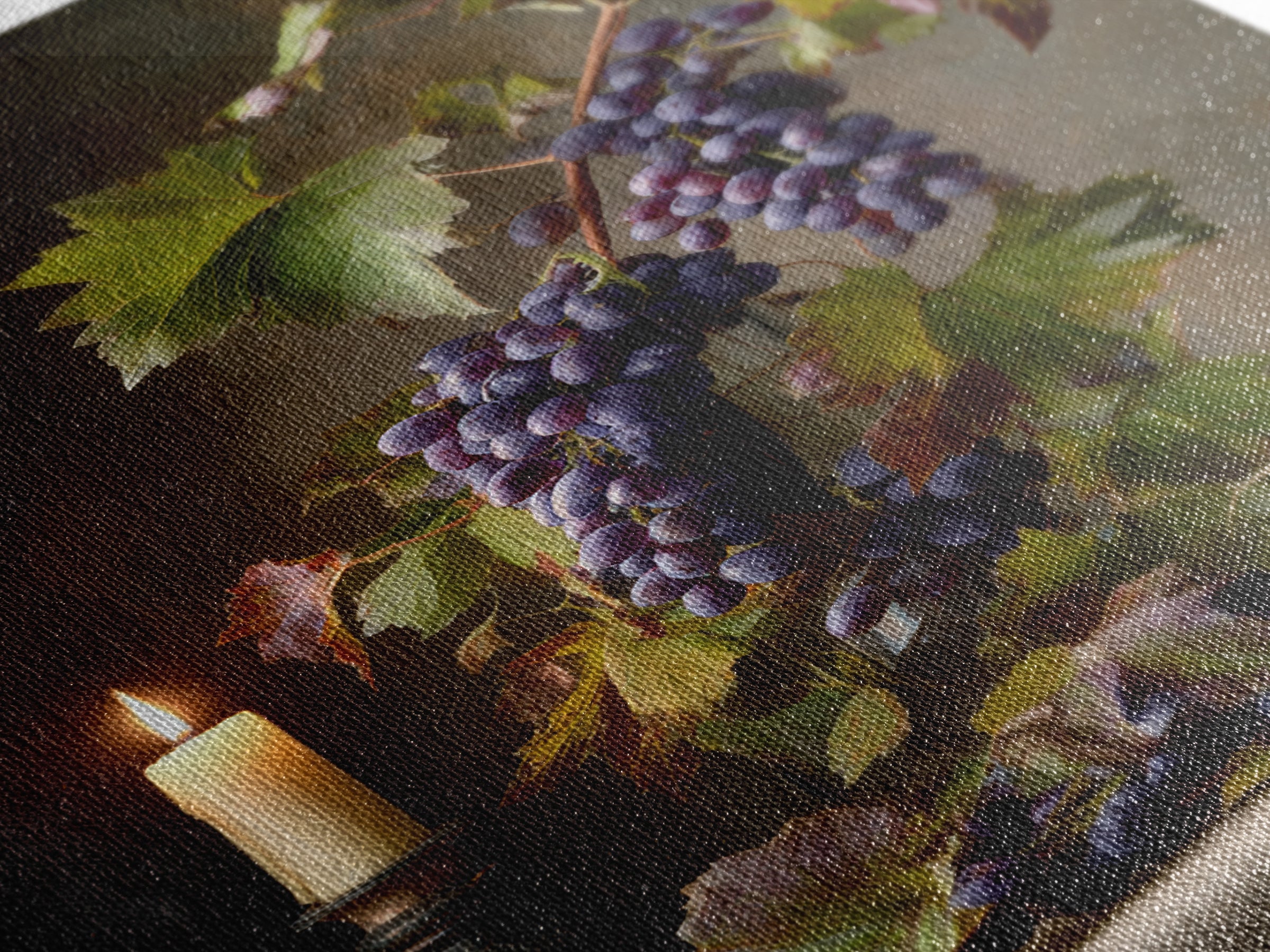Grapevine Branch with Purple Grapes and Leaves Canvas Print, Winery Art, Kitchen Wall Decor, Winery Decor, Fine Art, Vineyard, WIN-2x3-81