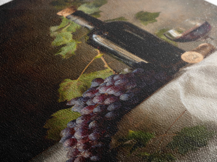 Champagne Grapes and White Linen Still Life Framed Canvas Print, Winery Art, Preppy Wall Art, Winery Decor, Fine Art, Vineyard, WIN-2x3-85