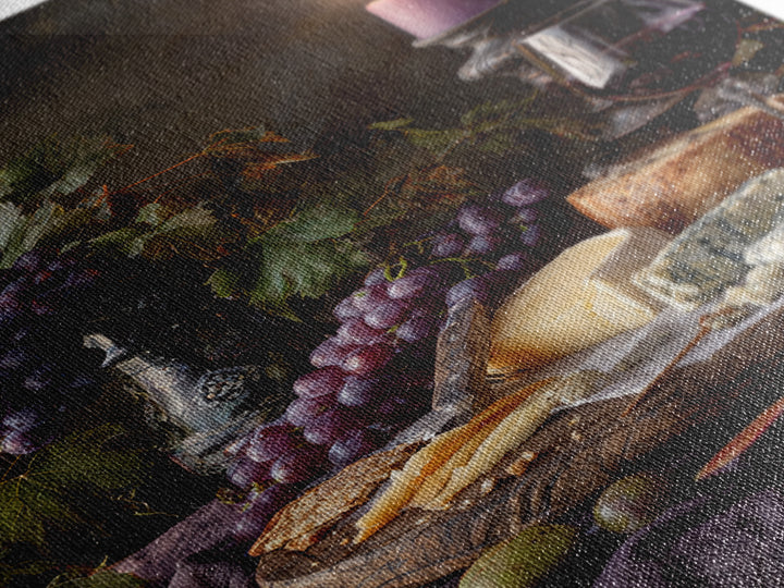 Charcuterie Board with Grapes and Cheese Framed Canvas Print, Winery Art, Wall Art Print, Winery Decor, Fine Art, Vineyard, WIN-2x3-93