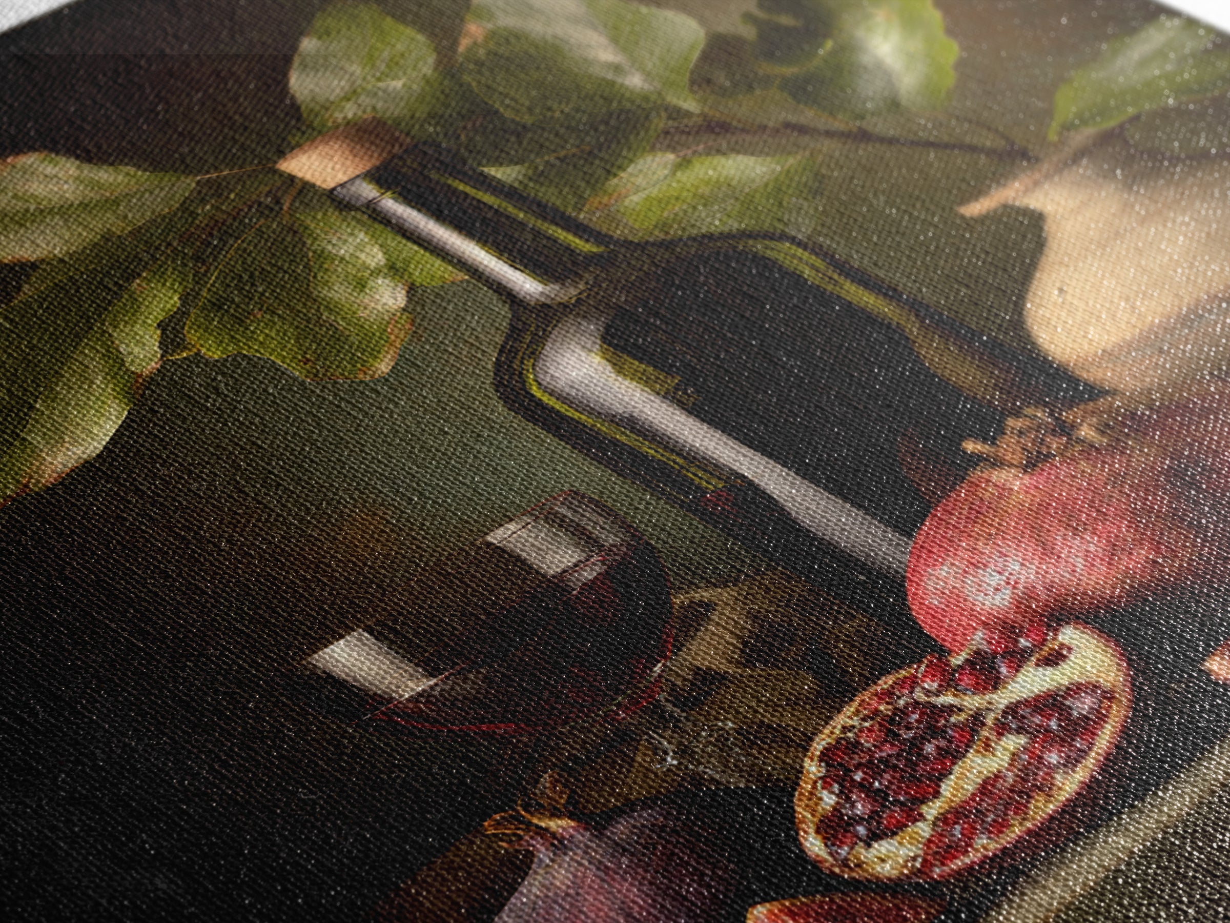 Pomegranate Figs and Red Wine Composition Framed Canvas Print, Winery Art, Watercolor Painting, Winery Decor, Vineyard, WIN-2x3-97