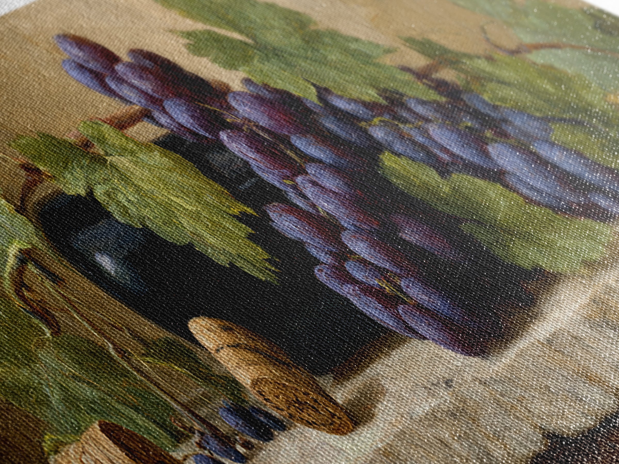 Grapevine Branch with Purple Grapes and Leaves Canvas Print, Winery Art, Cocktail Wall Art, Winery Decor, Fine Art, Vineyard, WIN-3x1-41