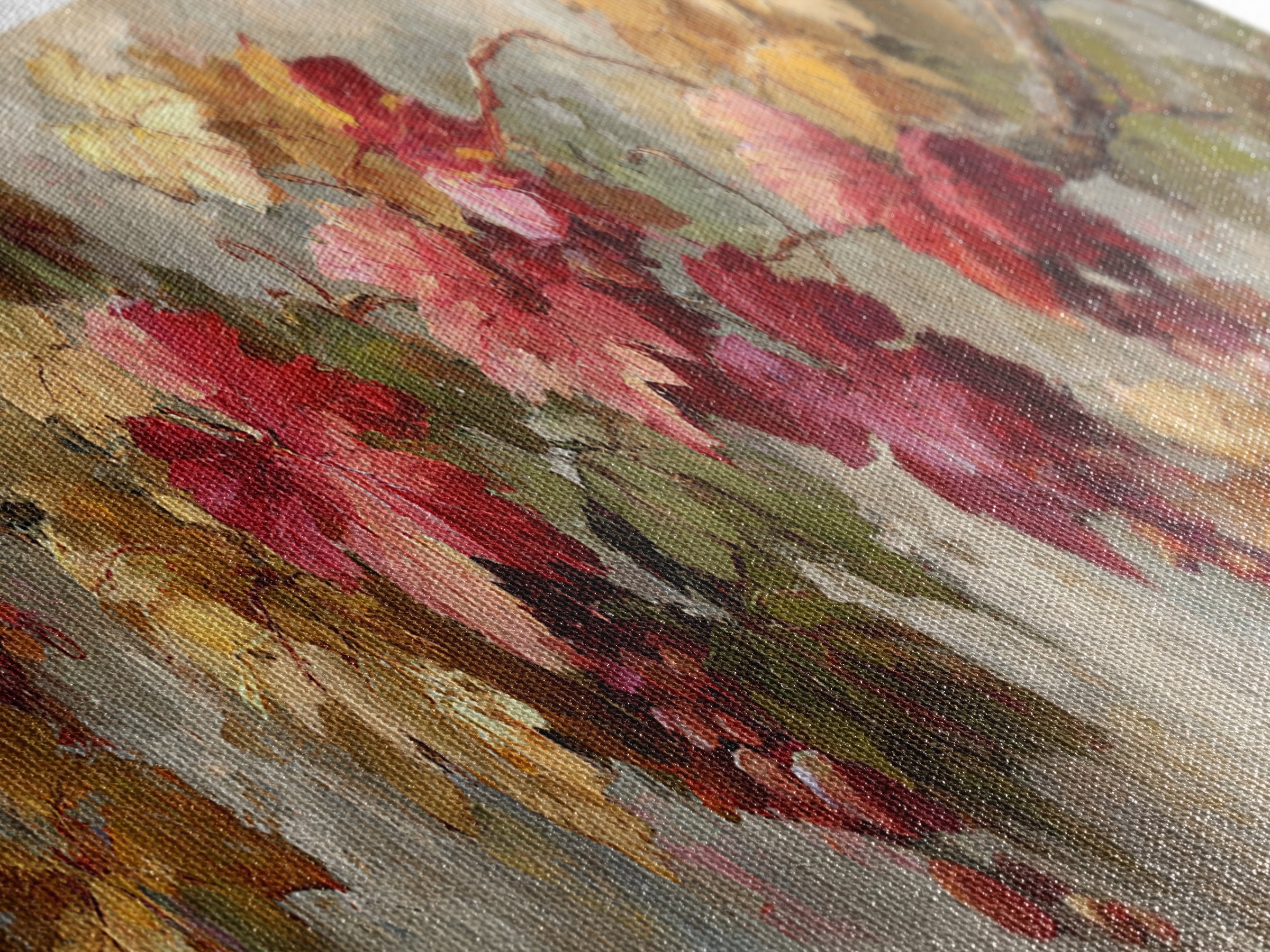 Vine Leaves Turning Autumn Red and Gold Framed Canvas Print, Winery Art, Printable Wall Art, Winery Decor, Fine Art, Vineyard, WIN-3x1-51