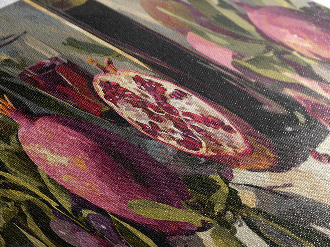 Pomegranate Figs and Red Wine Composition Framed Canvas Print, Winery Art, Living Room Art, Winery Decor, Fine Art, Vineyard, WIN-3x1-57