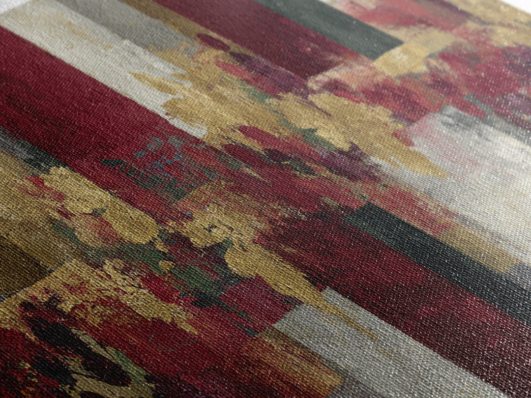 Burgundy Abstract with Gold Accents Framed Canvas Print, Winery Art, Contemporary Art, Winery Decor, Abstract Art, Vineyard, WIN-3x1-63