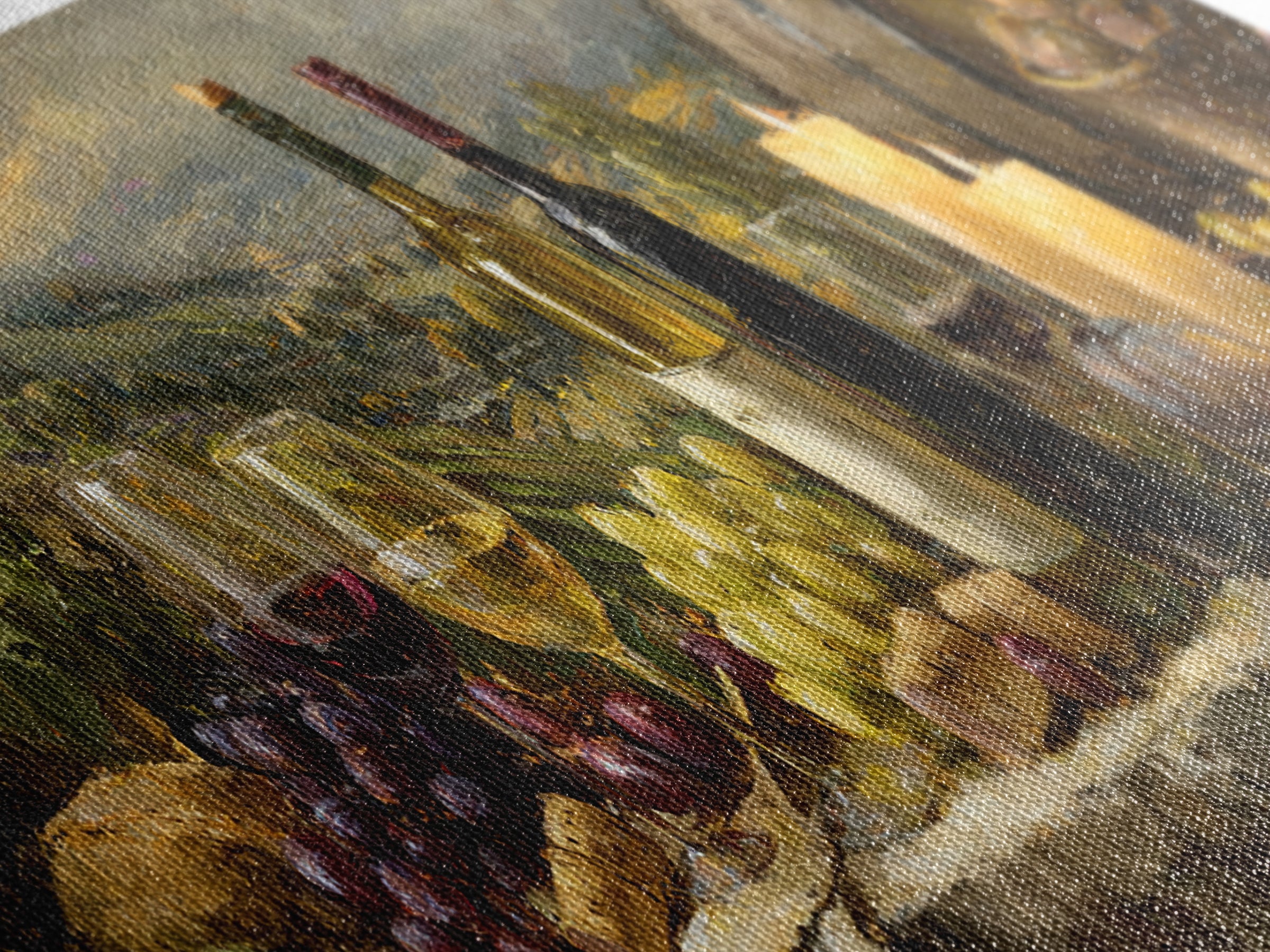 French Vineyard Hills Canvas Print, Winery Art, Textured Painting, Winery Decor, Fine Art, Vineyard, Oil Painting, Wall Hanging, WIN-3x1-96