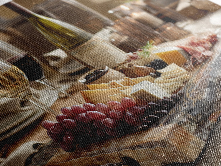 Charcuterie Board with Grapes and Cheese Canvas Print, Winery Art, Gallery Wall Art, Winery Decor, Fine Art, Vineyard, WIN-3x2-17