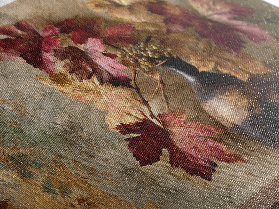 Vine Leaves Turning Autumn Red and Gold Framed Canvas Print, Winery Art, Contemporary Art, Winery Decor, Fine Art, Vineyard, WIN-3x2-39