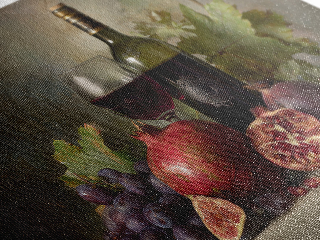 Pomegranate Figs and Red Wine Composition Framed Canvas Print, Winery Art, Gallery Decor, Winery Decor, Fine Art, Vineyard, WIN-3x2-45