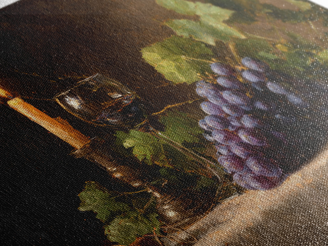 Single Grape Cluster Botanical Study Canvas Print, Winery Art, Neutral Decor, Winery Decor, Oil Painting, Vineyard, Home Decor, WIN-3x2-49