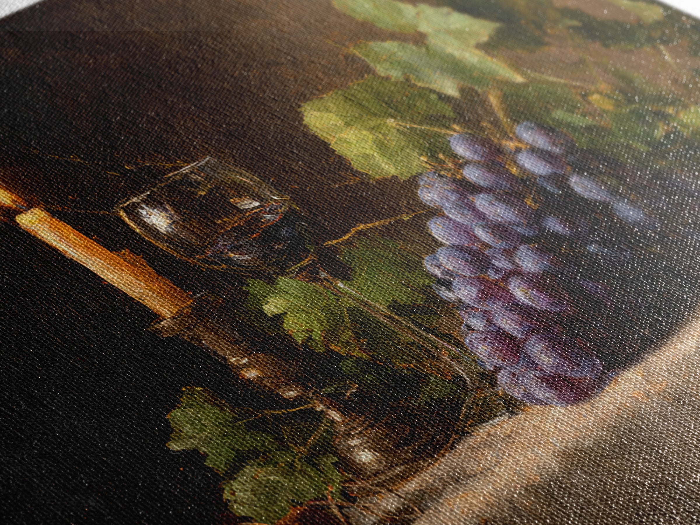 Single Grape Cluster Botanical Study Canvas Print, Winery Art, Neutral Decor, Winery Decor, Oil Painting, Vineyard, Home Decor, WIN-3x2-49