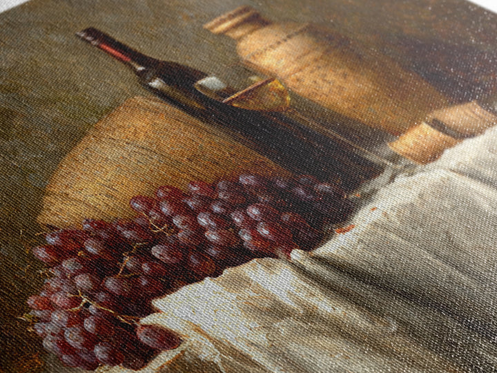 Champagne Grapes and White Linen Still Life Canvas Print, Winery Art, Living Room Art, Winery Decor, Abstract Art, Vineyard, WIN-3x2-57