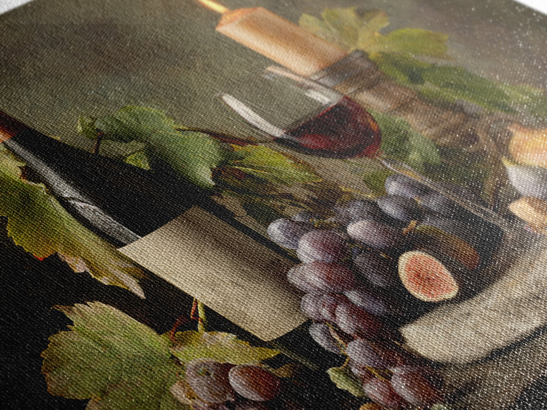 Wine Bottle and Glass Still Life Framed Canvas Print, Winery Art, Living Room Decor, Winery Decor, Fine Art, Vineyard, WIN-3x2-6