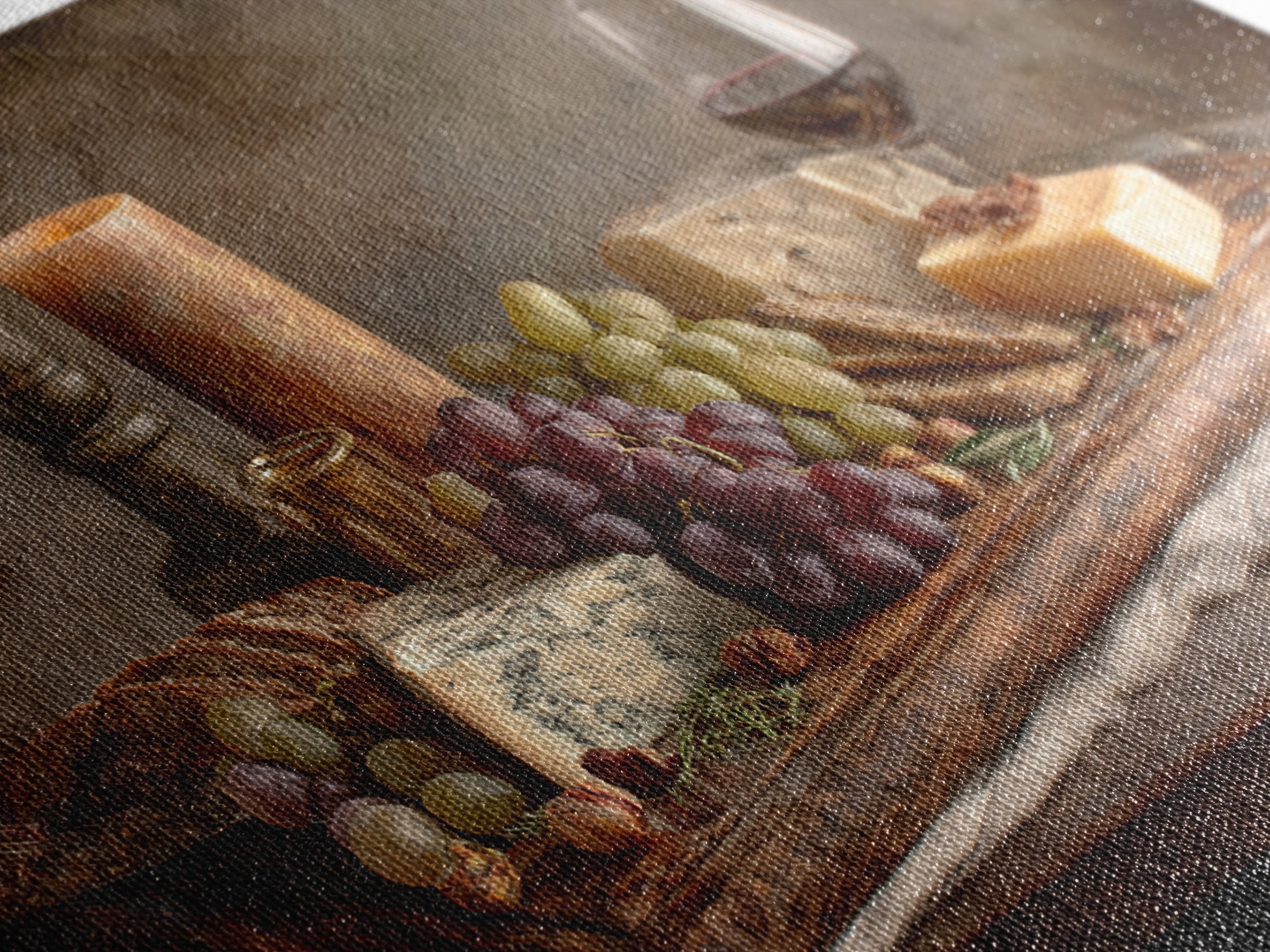 Charcuterie Board with Grapes and Cheese Framed Canvas Print, Winery Art, Cocktail Wall Art, Winery Decor, Watercolor Art, WIN-3x2-65