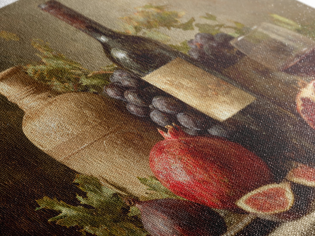 Pomegranate Figs and Red Wine Composition Framed Canvas Print, Winery Art, Gallery Decor, Winery Decor, Fine Art, Vineyard, WIN-3x2-69