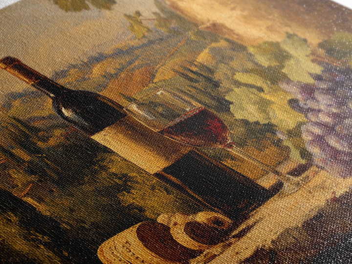 Tuscan Vineyard at Golden Hour Framed Canvas Print, Winery Art, Kitchen Decor, Winery Decor, Abstract Art, Vineyard, WIN-3x2-7