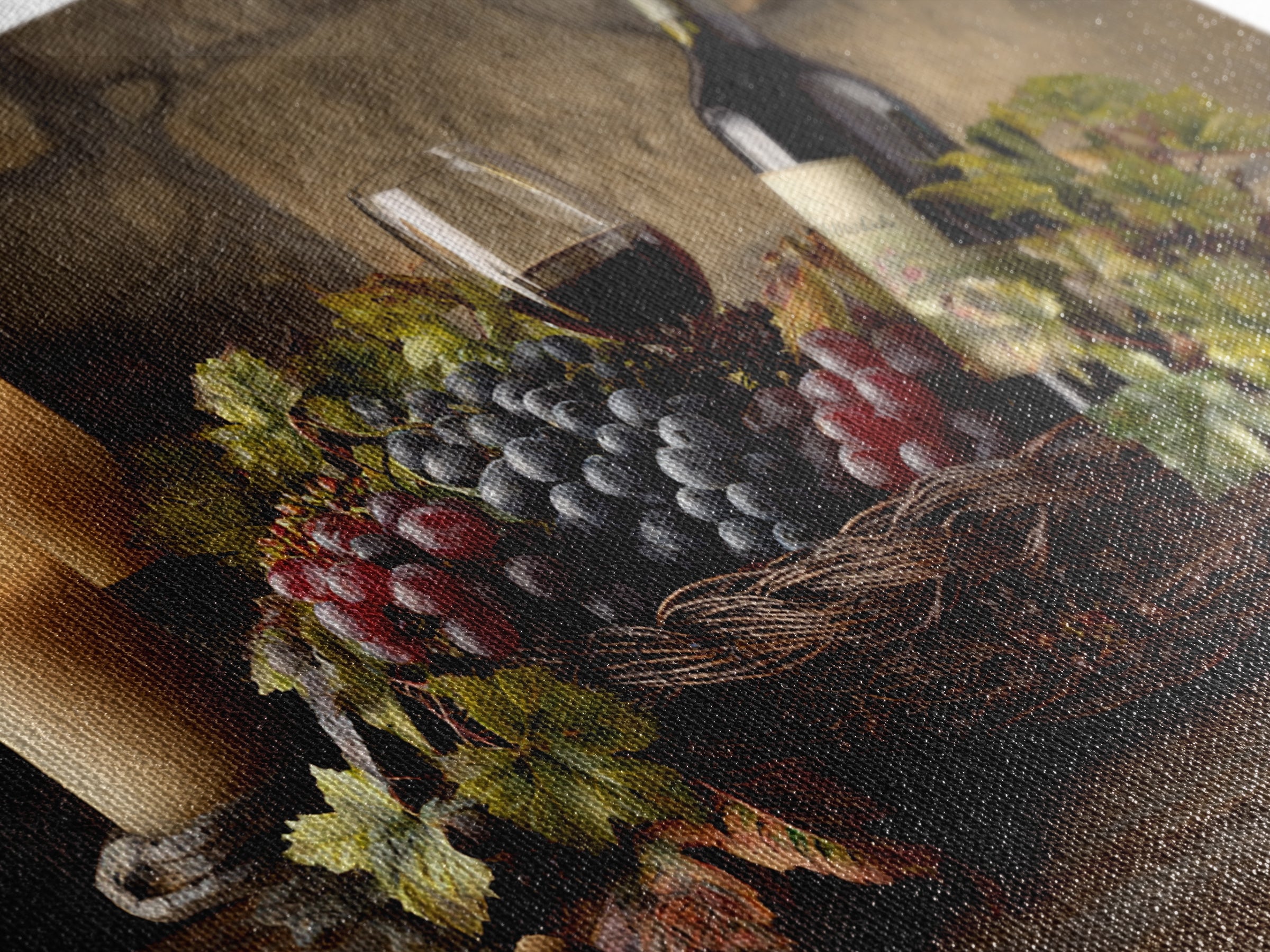 Wine Harvest Basket Framed Canvas Print, Winery Art, Kitchen Wall Decor, Winery Decor, Oil Painting, Vineyard, Fine Art Print, WIN-3x2-74