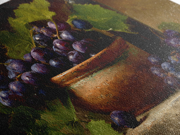 Grapes in a Ceramic Bowl with Shadows Framed Canvas Print, Winery Art, Statement Artwork, Winery Decor, Fine Art, Vineyard, WIN-3x2-85