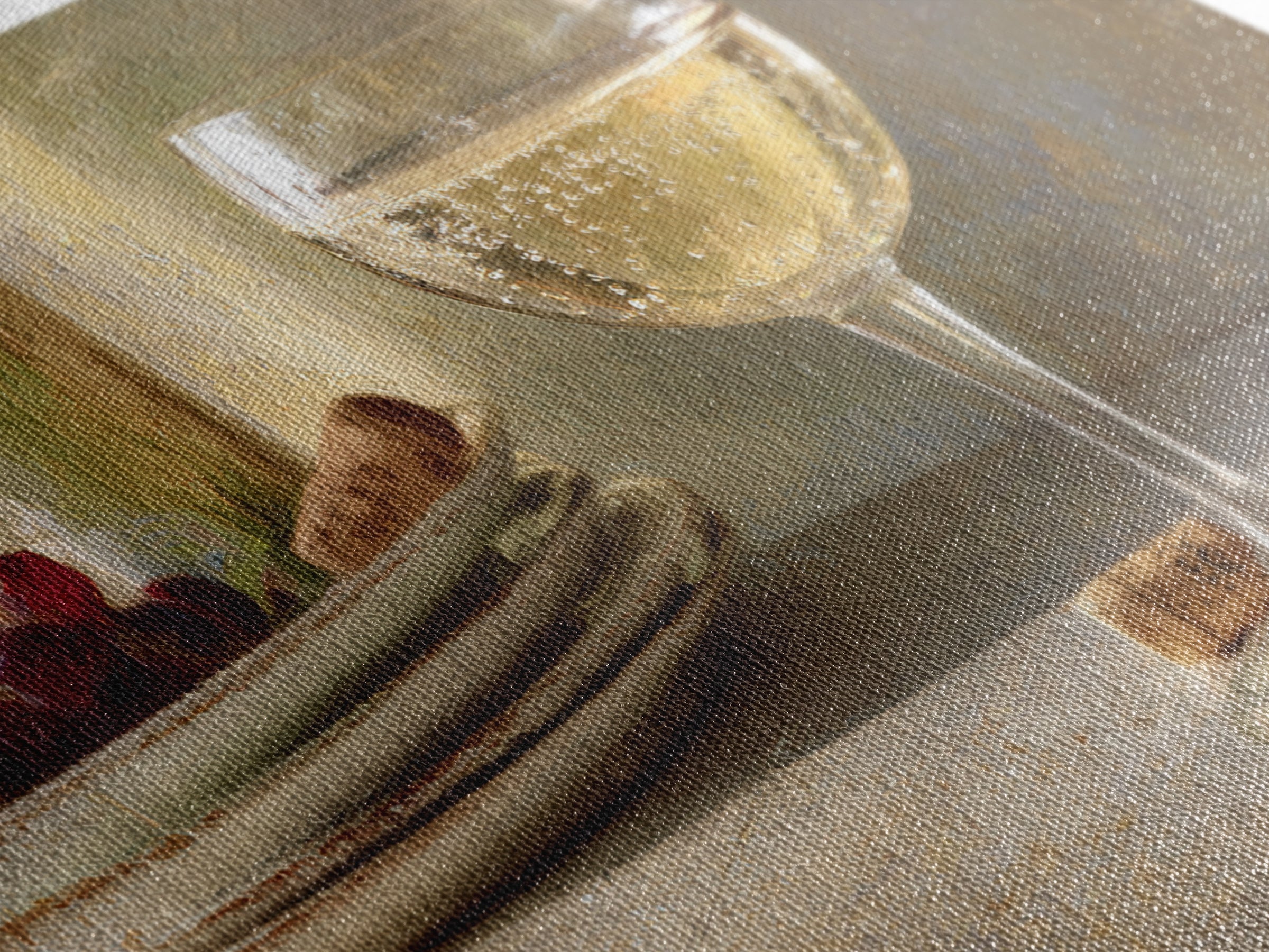 Champagne Coupe with Bubbles and Light Framed Canvas Print, Winery Art, Wall Hanging, Winery Decor, Fine Art, Vineyard, WIN-3x2-95